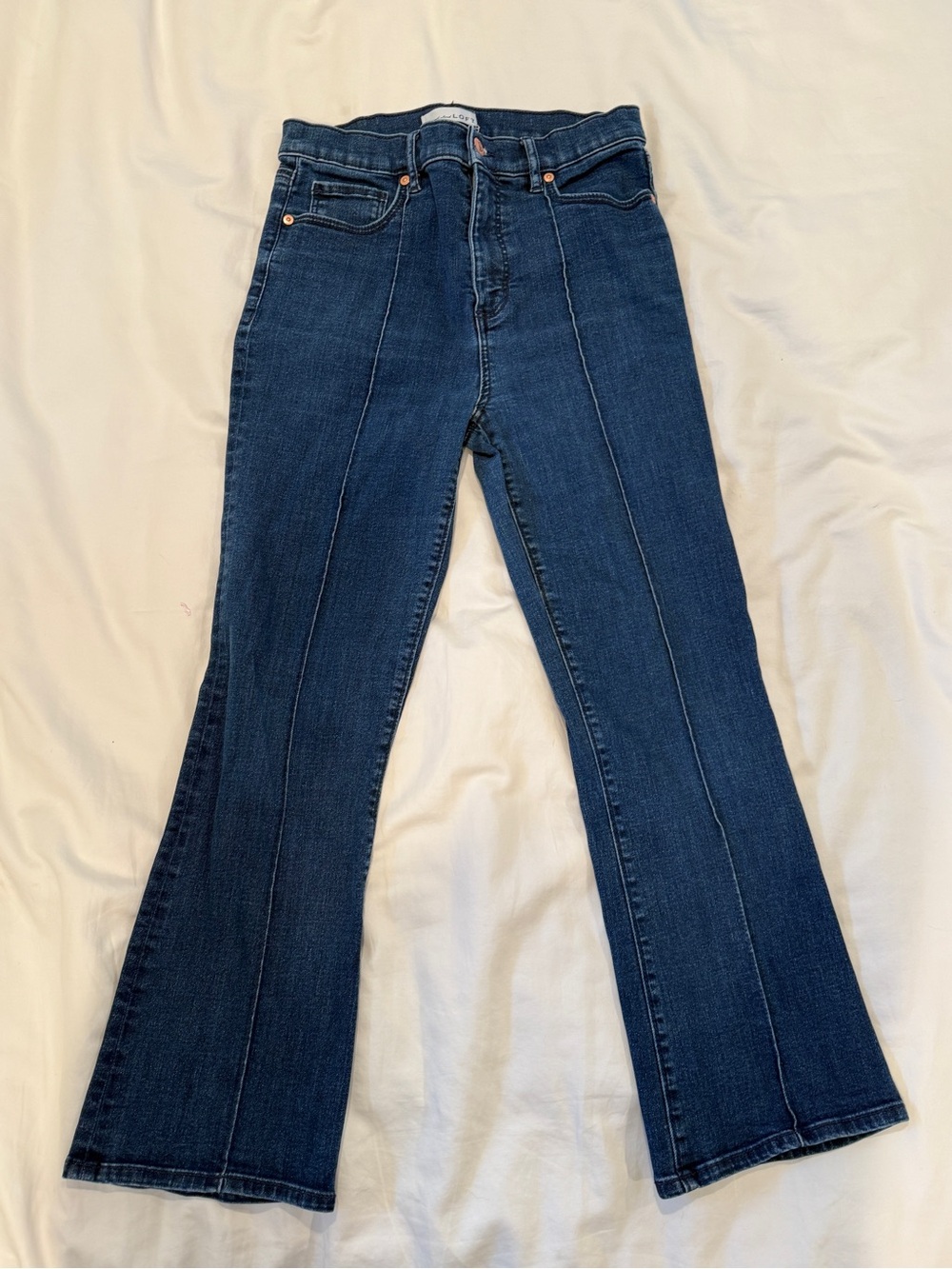LOFT Dark Blue Front-Seam Wide-Leg Jeans